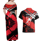 Sydney Swans Football Club Couples Matching Off Shoulder Maxi Dress and Hawaiian Shirt Swans Muscular Mascot Graphic - Abstract Paint Splatter Art