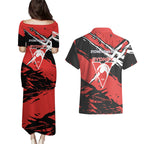 Sydney Swans Football Club Couples Matching Puletasi and Hawaiian Shirt Swans Muscular Mascot Graphic - Abstract Paint Splatter Art