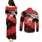Sydney Swans Football Club Couples Matching Puletasi and Long Sleeve Button Shirt Swans Muscular Mascot Graphic - Abstract Paint Splatter Art