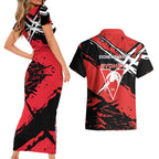 Sydney Swans Football Club Couples Matching Short Sleeve Bodycon Dress and Hawaiian Shirt Swans Muscular Mascot Graphic - Abstract Paint Splatter Art