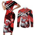 Sydney Swans Football Club Couples Matching Short Sleeve Bodycon Dress and Long Sleeve Button Shirt Swans Muscular Mascot Graphic - Abstract Paint Splatter Art
