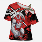 Sydney Swans Football Club Cross Shoulder Shirt Swans Muscular Mascot Graphic - Abstract Paint Splatter Art
