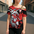 Sydney Swans Football Club Cross Shoulder Shirt Swans Muscular Mascot Graphic - Abstract Paint Splatter Art