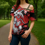 Sydney Swans Football Club Cross Shoulder Shirt Swans Muscular Mascot Graphic - Abstract Paint Splatter Art