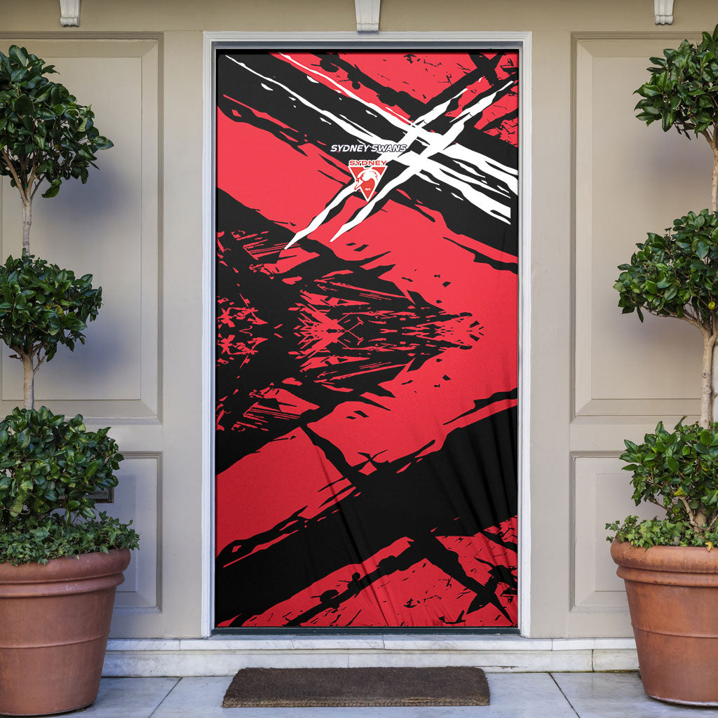 Sydney Swans Football Club Door Cover Swans Muscular Mascot Graphic - Abstract Paint Splatter Art