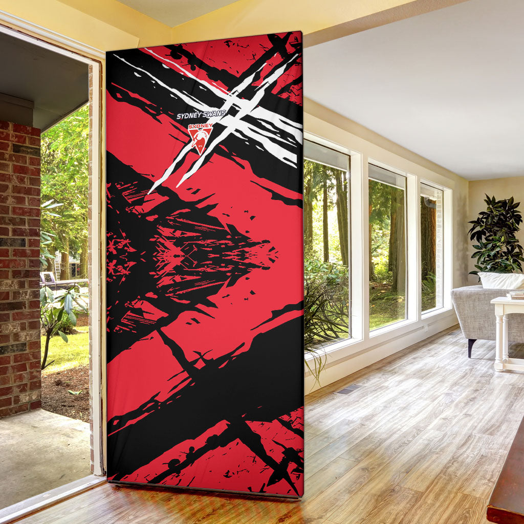 Sydney Swans Football Club Door Cover Swans Muscular Mascot Graphic - Abstract Paint Splatter Art