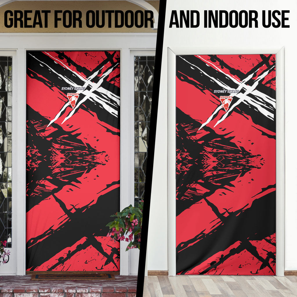 Sydney Swans Football Club Door Cover Swans Muscular Mascot Graphic - Abstract Paint Splatter Art