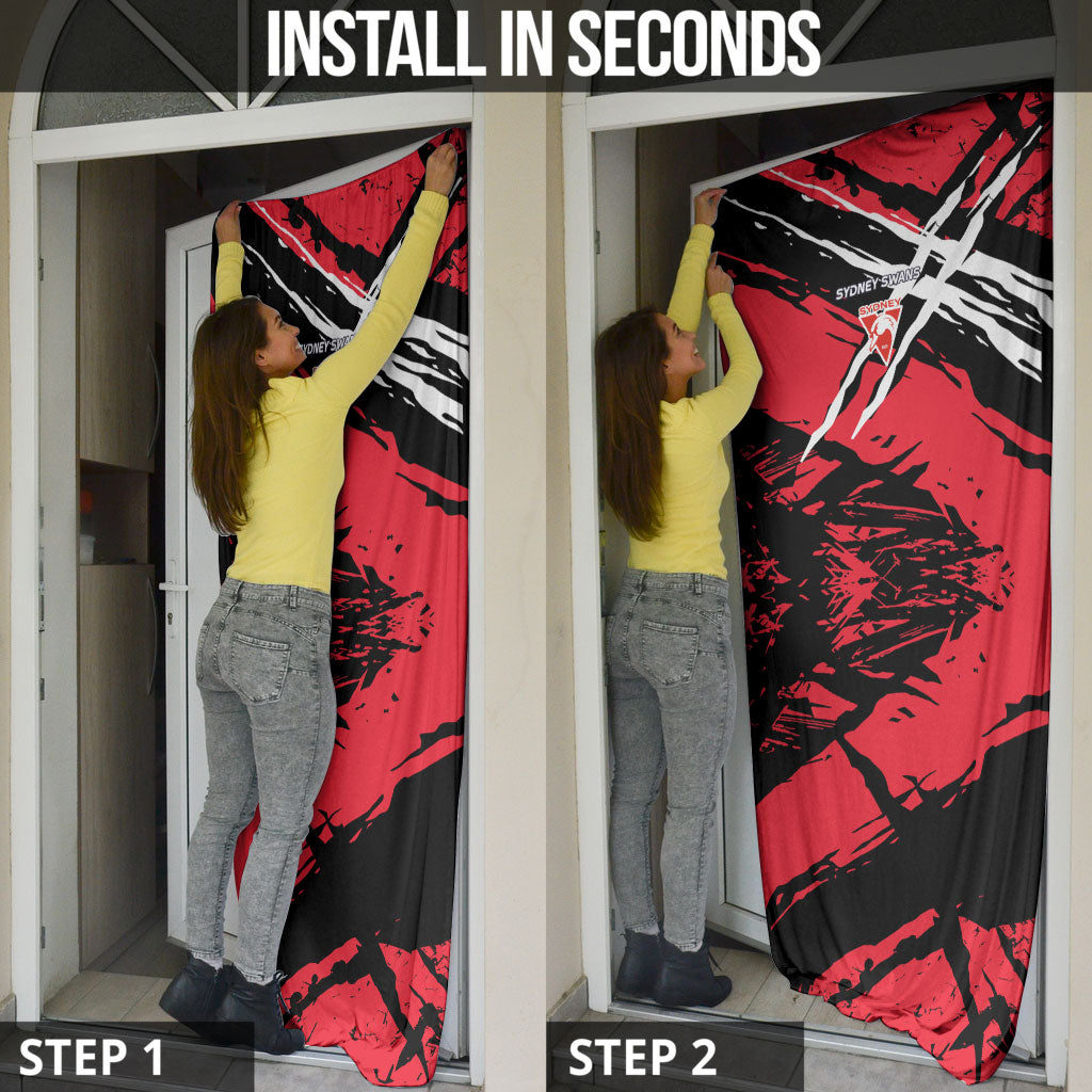 Sydney Swans Football Club Door Cover Swans Muscular Mascot Graphic - Abstract Paint Splatter Art
