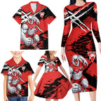 Sydney Swans Football Club Family Matching Long Sleeve Bodycon Dress and Hawaiian Shirt Swans Muscular Mascot Graphic - Abstract Paint Splatter Art