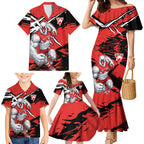 Sydney Swans Football Club Family Matching Mermaid Dress and Hawaiian Shirt Swans Muscular Mascot Graphic - Abstract Paint Splatter Art