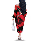 Sydney Swans Football Club Family Matching Off The Shoulder Long Sleeve Dress and Hawaiian Shirt Swans Muscular Mascot Graphic - Abstract Paint Splatter Art