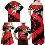 Sydney Swans Football Club Family Matching Off Shoulder Maxi Dress and Hawaiian Shirt Swans Muscular Mascot Graphic - Abstract Paint Splatter Art