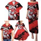 Sydney Swans Football Club Family Matching Puletasi and Hawaiian Shirt Swans Muscular Mascot Graphic - Abstract Paint Splatter Art