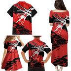 Sydney Swans Football Club Family Matching Puletasi and Hawaiian Shirt Swans Muscular Mascot Graphic - Abstract Paint Splatter Art