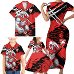 Sydney Swans Football Club Family Matching Short Sleeve Bodycon Dress and Hawaiian Shirt Swans Muscular Mascot Graphic - Abstract Paint Splatter Art