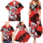 Sydney Swans Football Club Family Matching Summer Maxi Dress and Hawaiian Shirt Swans Muscular Mascot Graphic - Abstract Paint Splatter Art