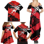 Sydney Swans Football Club Family Matching Summer Maxi Dress and Hawaiian Shirt Swans Muscular Mascot Graphic - Abstract Paint Splatter Art