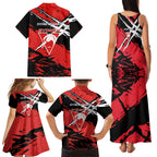 Sydney Swans Football Club Family Matching Tank Maxi Dress and Hawaiian Shirt Swans Muscular Mascot Graphic - Abstract Paint Splatter Art