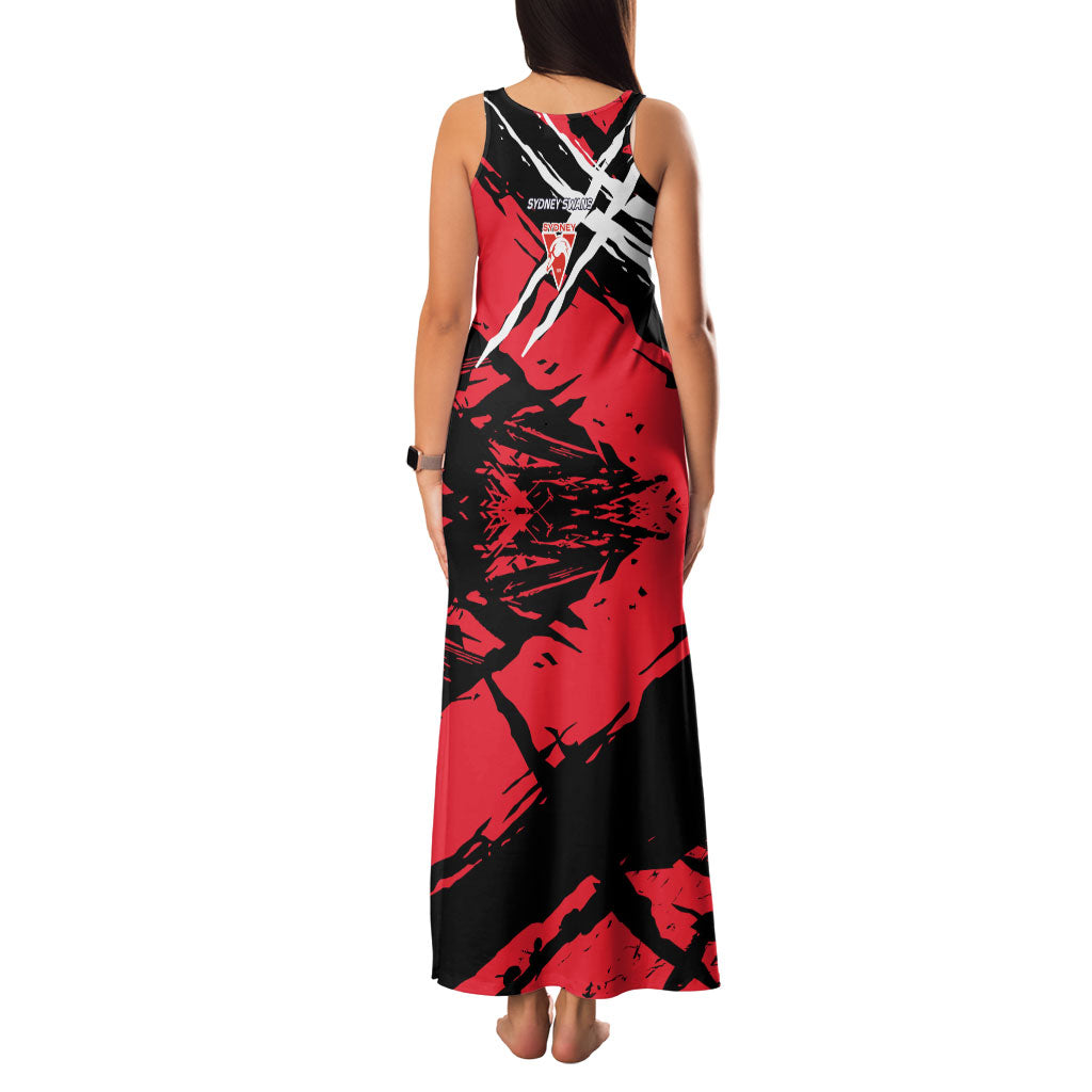 Sydney Swans Football Club Family Matching Tank Maxi Dress and Hawaiian Shirt Swans Muscular Mascot Graphic - Abstract Paint Splatter Art