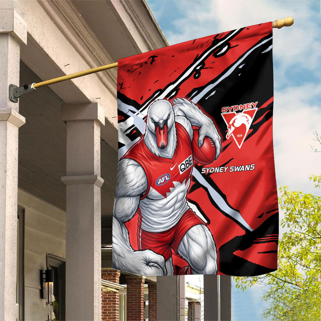 Sydney Swans Football Club Garden Flag Swans Muscular Mascot Graphic - Abstract Paint Splatter Art