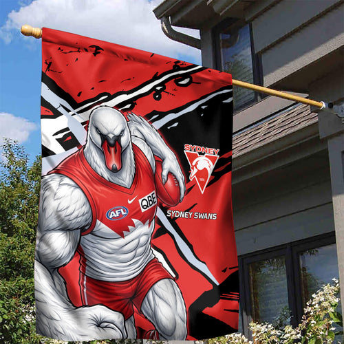 Sydney Swans Football Club Garden Flag Swans Muscular Mascot Graphic - Abstract Paint Splatter Art