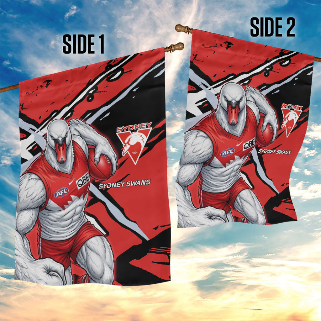 Sydney Swans Football Club Garden Flag Swans Muscular Mascot Graphic - Abstract Paint Splatter Art