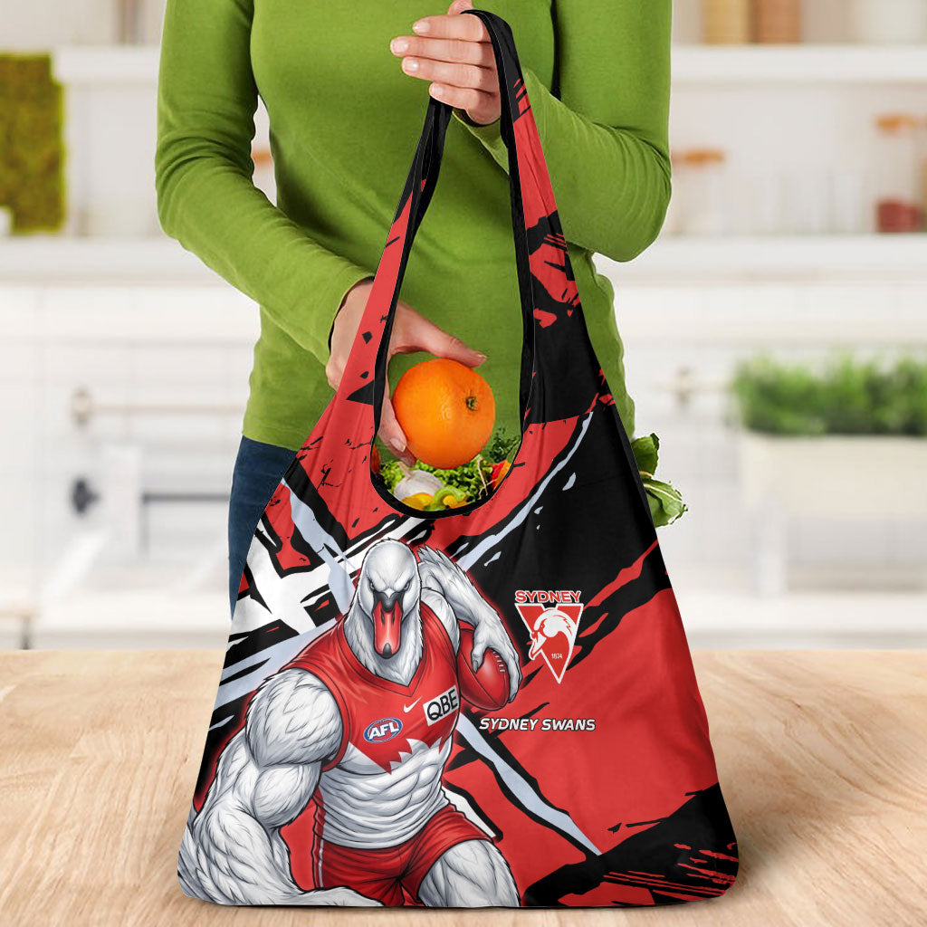 Sydney Swans Football Club Grocery Bag Swans Muscular Mascot Graphic - Abstract Paint Splatter Art