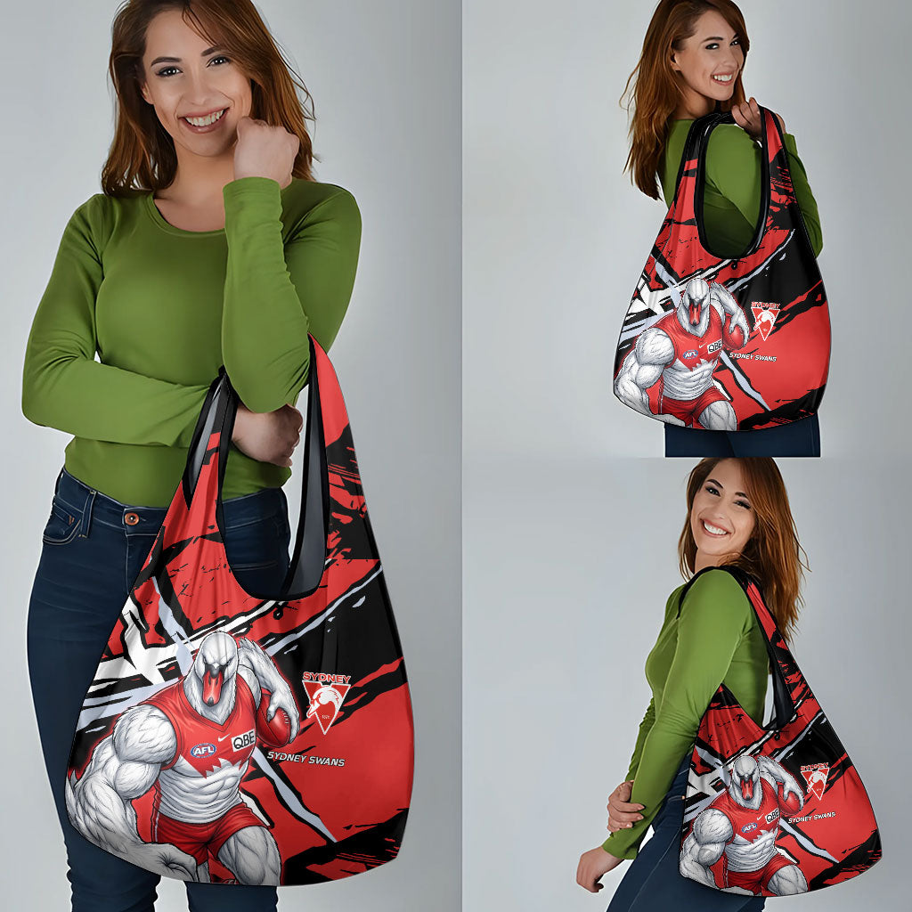 Sydney Swans Football Club Grocery Bag Swans Muscular Mascot Graphic - Abstract Paint Splatter Art