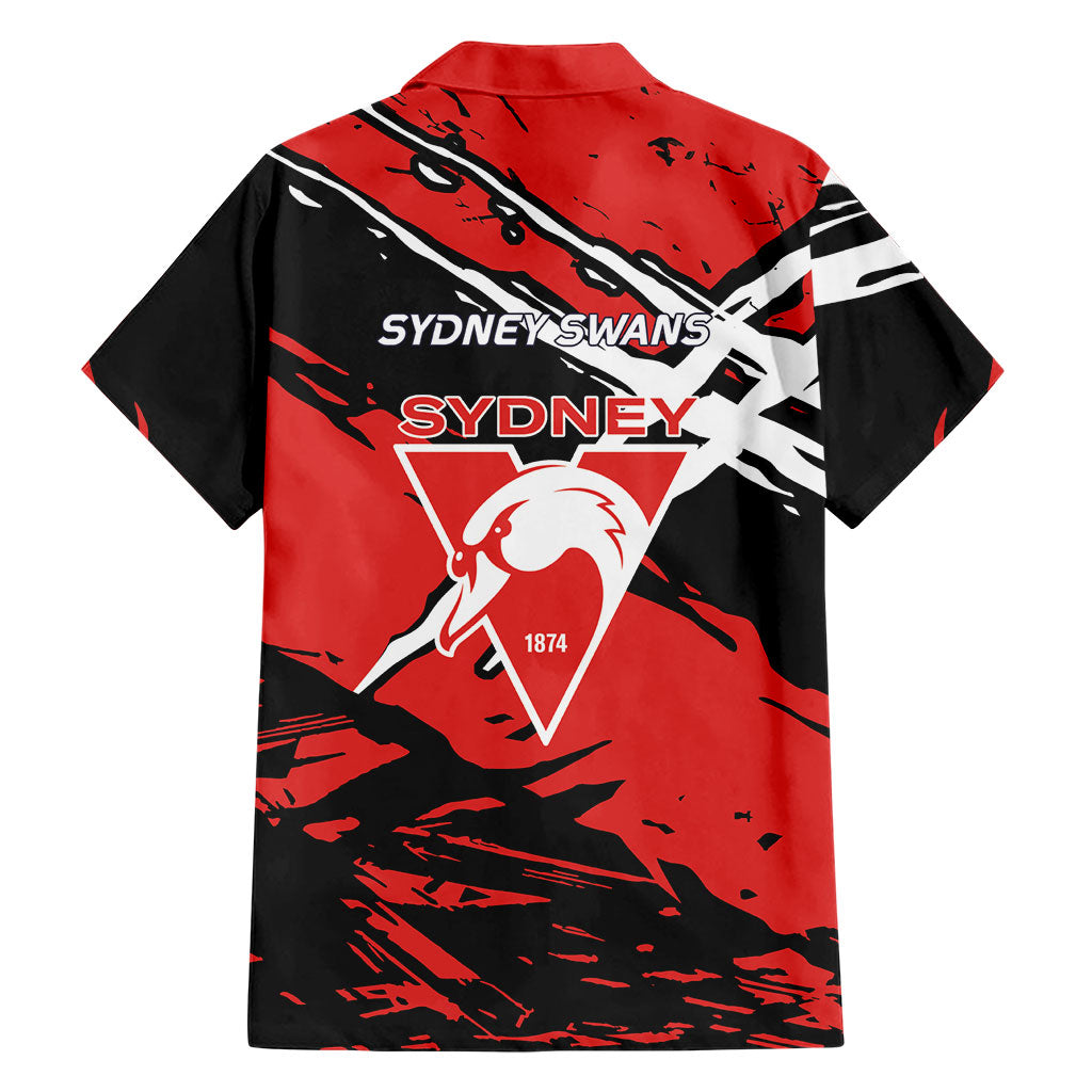Sydney Swans Football Club Hawaiian Shirt Swans Muscular Mascot Graphic - Abstract Paint Splatter Art