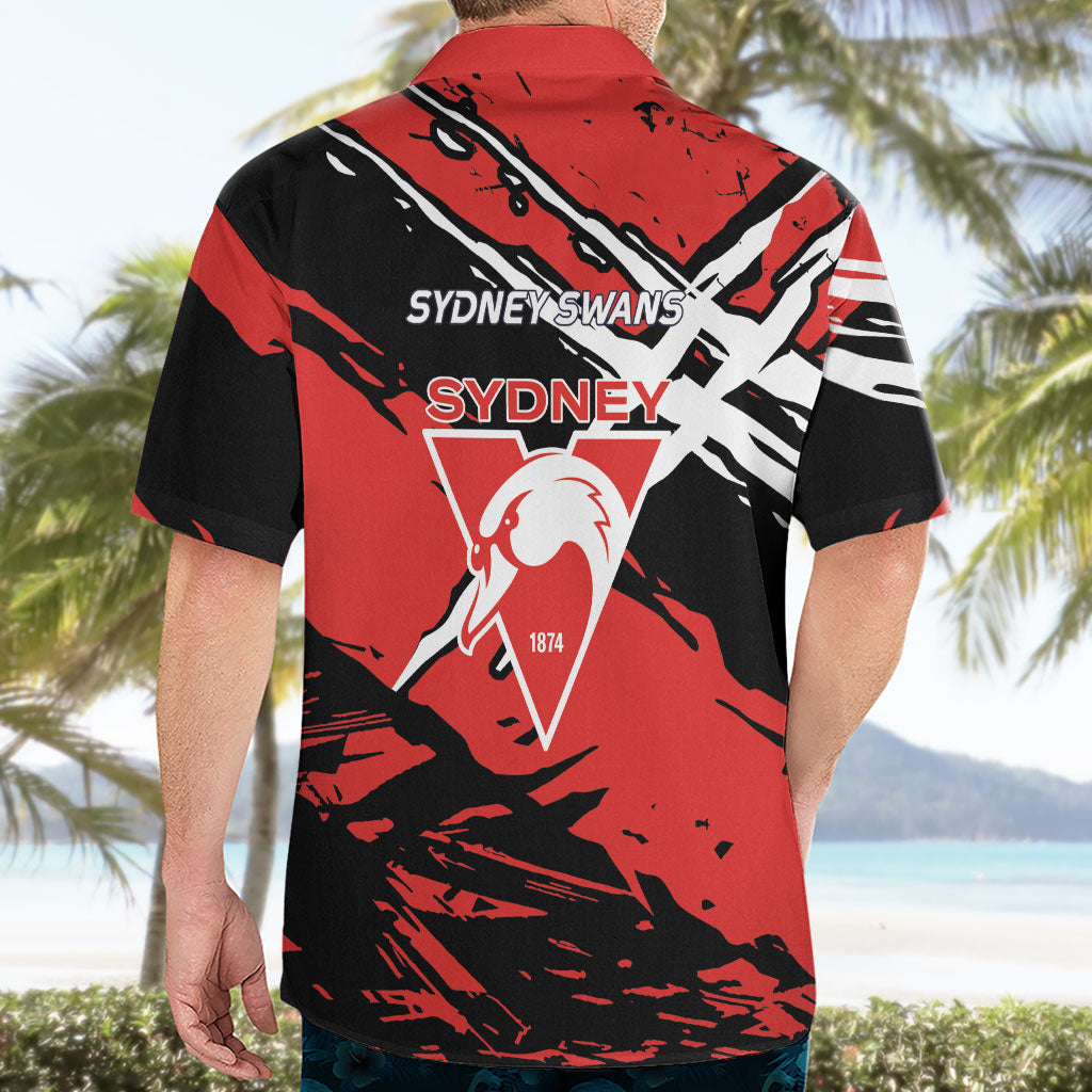 Sydney Swans Football Club Hawaiian Shirt Swans Muscular Mascot Graphic - Abstract Paint Splatter Art