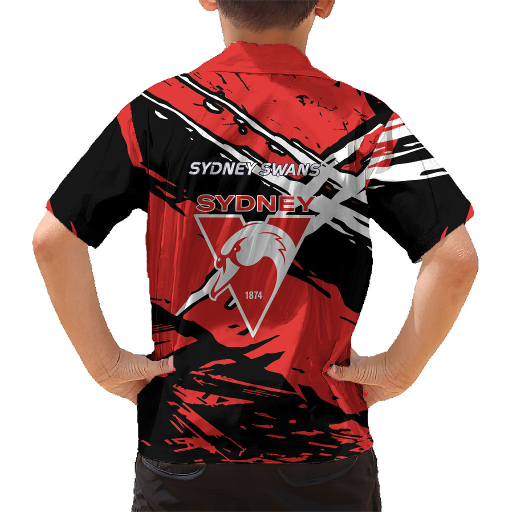 Sydney Swans Football Club Hawaiian Shirt Swans Muscular Mascot Graphic - Abstract Paint Splatter Art