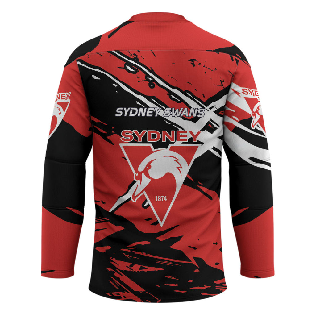 Sydney Swans Football Club Hockey Jersey Swans Muscular Mascot Graphic - Abstract Paint Splatter Art
