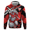 Sydney Swans Football Club Hoodie Swans Muscular Mascot Graphic - Abstract Paint Splatter Art