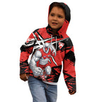 Sydney Swans Football Club Kid Hoodie Swans Muscular Mascot Graphic - Abstract Paint Splatter Art