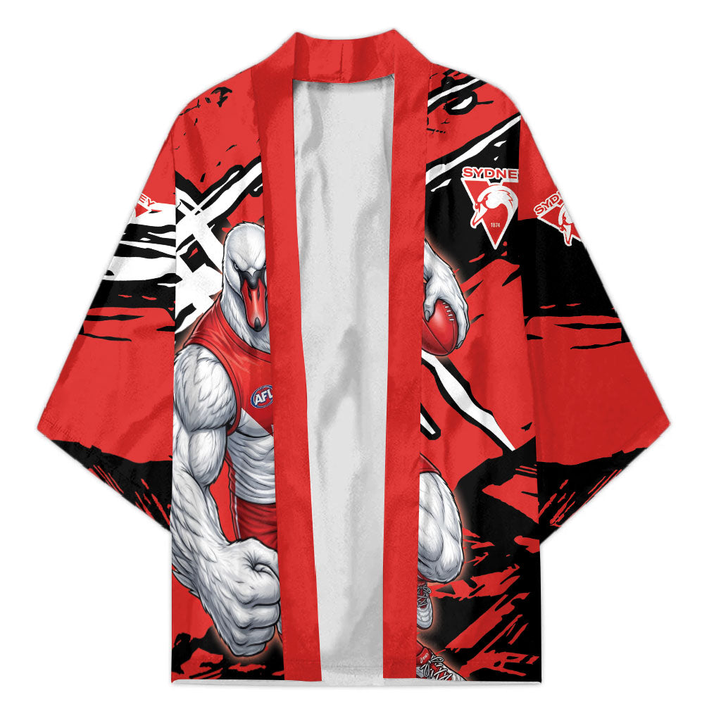 Sydney Swans Football Club Kimono Swans Muscular Mascot Graphic - Abstract Paint Splatter Art