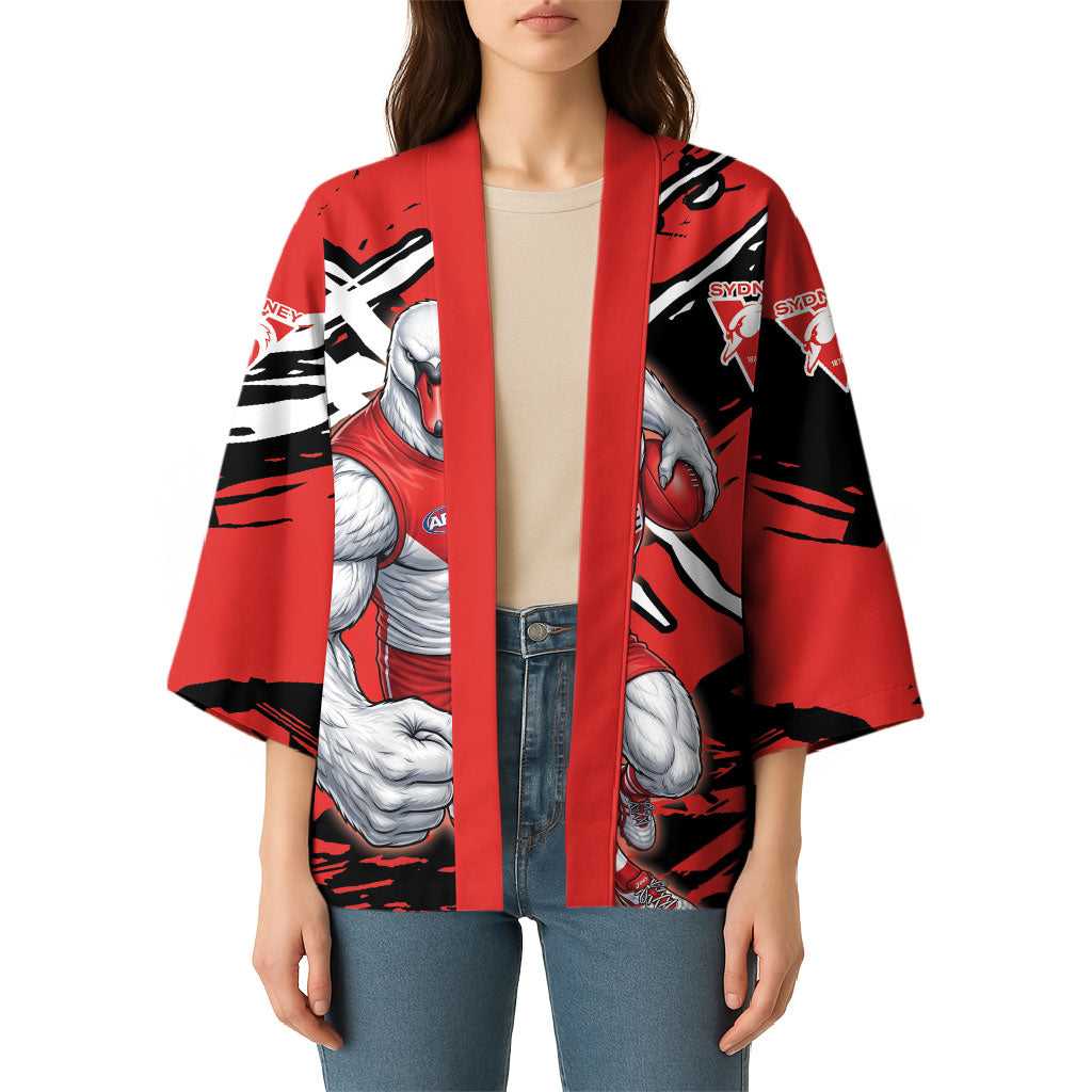 Sydney Swans Football Club Kimono Swans Muscular Mascot Graphic - Abstract Paint Splatter Art