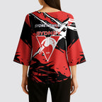 Sydney Swans Football Club Kimono Sleeve Blouse Swans Muscular Mascot Graphic - Abstract Paint Splatter Art
