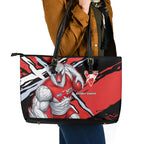 Sydney Swans Football Club Leather Tote Bag Swans Muscular Mascot Graphic - Abstract Paint Splatter Art