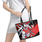 Sydney Swans Football Club Leather Tote Bag Swans Muscular Mascot Graphic - Abstract Paint Splatter Art