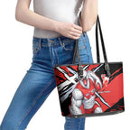 Sydney Swans Football Club Leather Tote Bag Swans Muscular Mascot Graphic - Abstract Paint Splatter Art