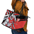 Sydney Swans Football Club Leather Tote Bag Swans Muscular Mascot Graphic - Abstract Paint Splatter Art