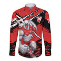 Sydney Swans Football Club Long Sleeve Button Shirt Swans Muscular Mascot Graphic - Abstract Paint Splatter Art