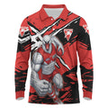 Sydney Swans Football Club Long Sleeve Polo Shirt Swans Muscular Mascot Graphic - Abstract Paint Splatter Art