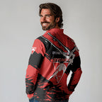 Sydney Swans Football Club Long Sleeve Polo Shirt Swans Muscular Mascot Graphic - Abstract Paint Splatter Art