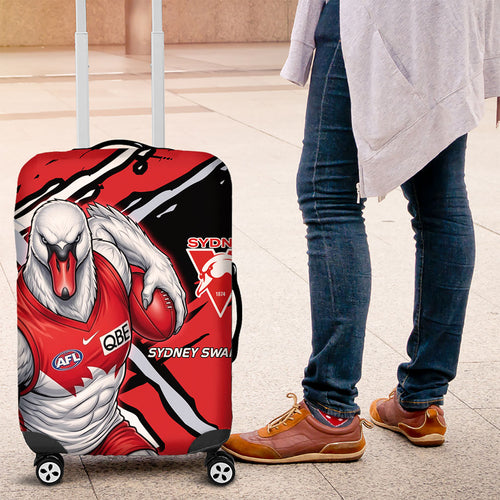 Sydney Swans Football Club Luggage Cover Swans Muscular Mascot Graphic - Abstract Paint Splatter Art