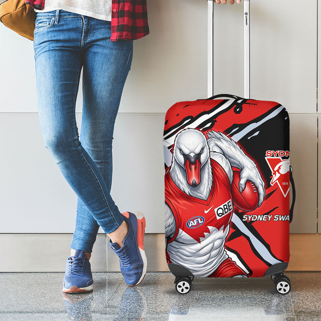 Sydney Swans Football Club Luggage Cover Swans Muscular Mascot Graphic - Abstract Paint Splatter Art
