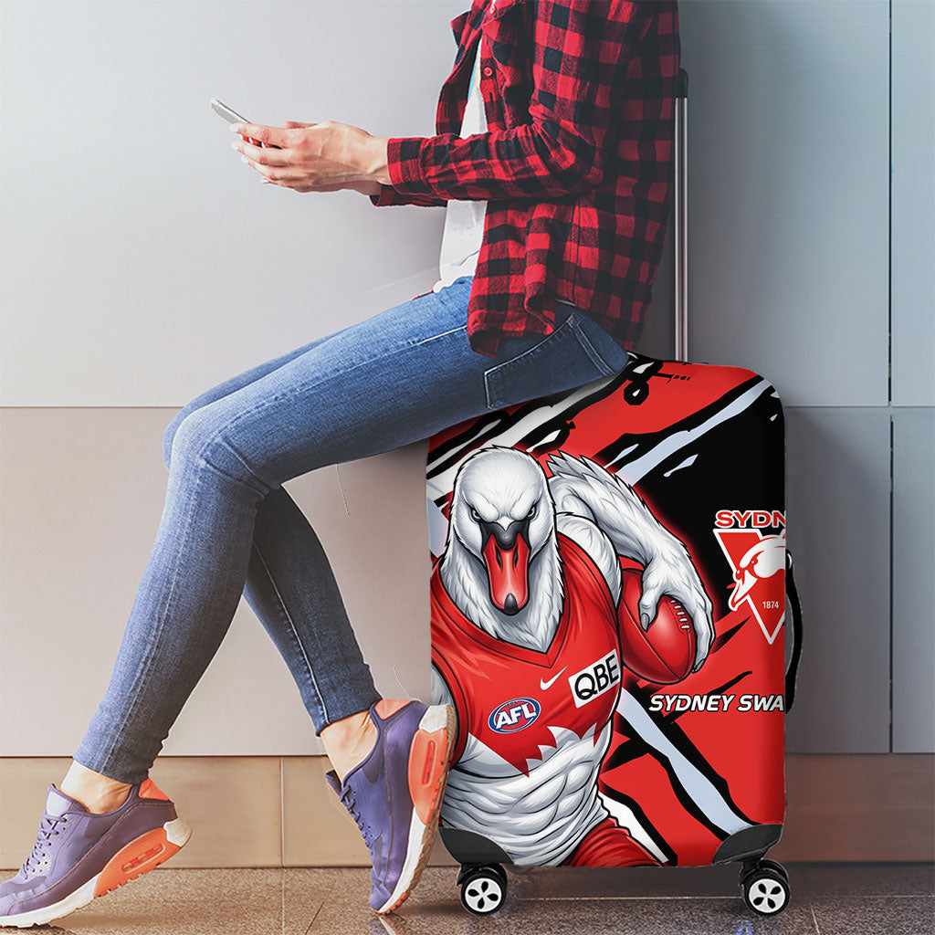 Sydney Swans Football Club Luggage Cover Swans Muscular Mascot Graphic - Abstract Paint Splatter Art