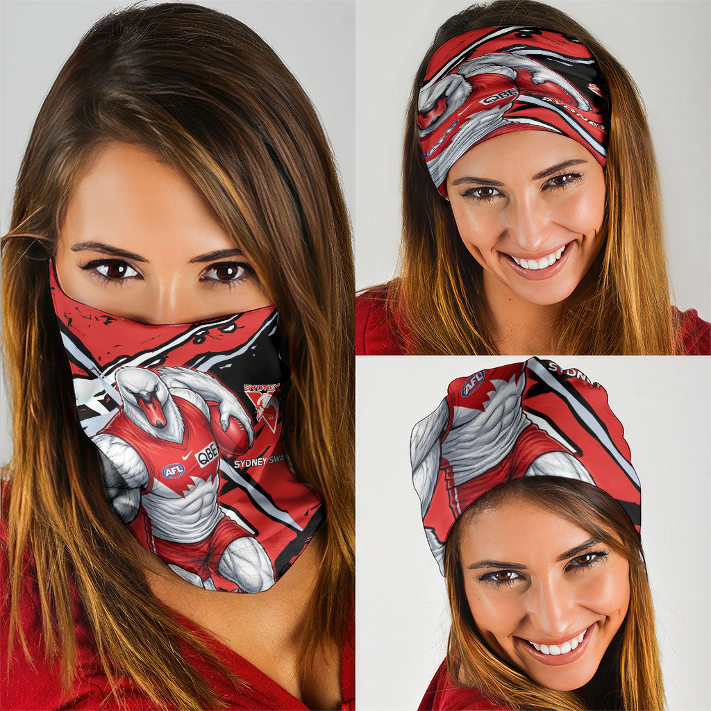 Sydney Swans Football Club Neck Gaiter Swans Muscular Mascot Graphic - Abstract Paint Splatter Art