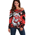Sydney Swans Football Club Off Shoulder Sweater Swans Muscular Mascot Graphic - Abstract Paint Splatter Art