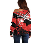 Sydney Swans Football Club Off Shoulder Sweater Swans Muscular Mascot Graphic - Abstract Paint Splatter Art